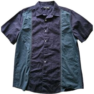 PJ PAUL JONES Men's Navy Two-Tone Short Sleeve Button-Up Shirt